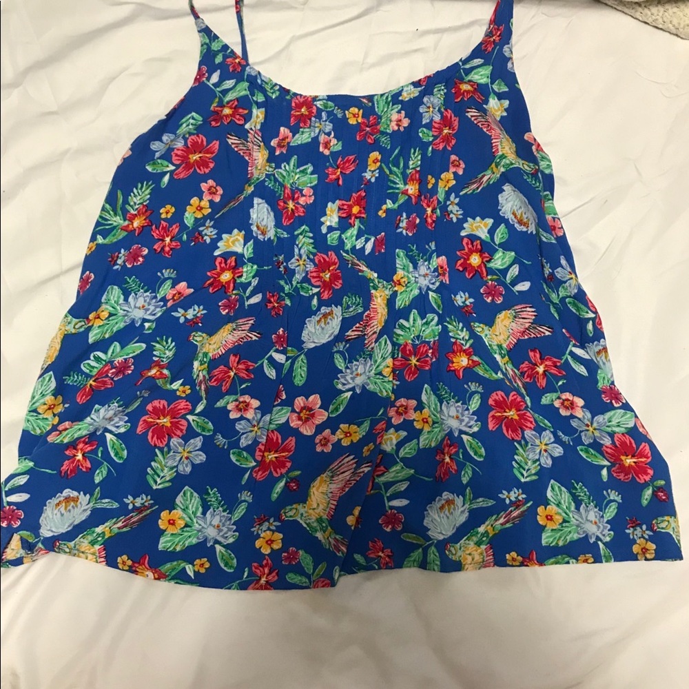Blue floral tank top